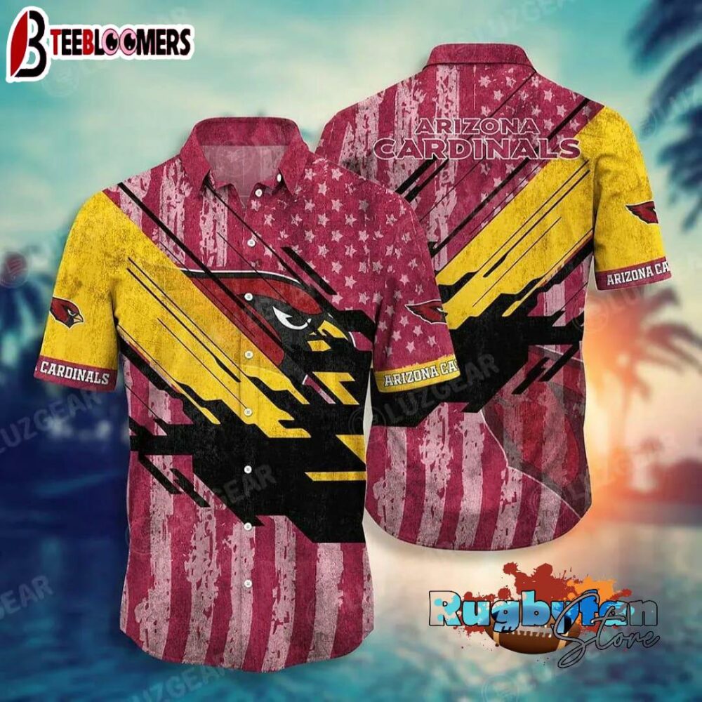 Arizona Cardinals American Flag Hawaiian Shirt