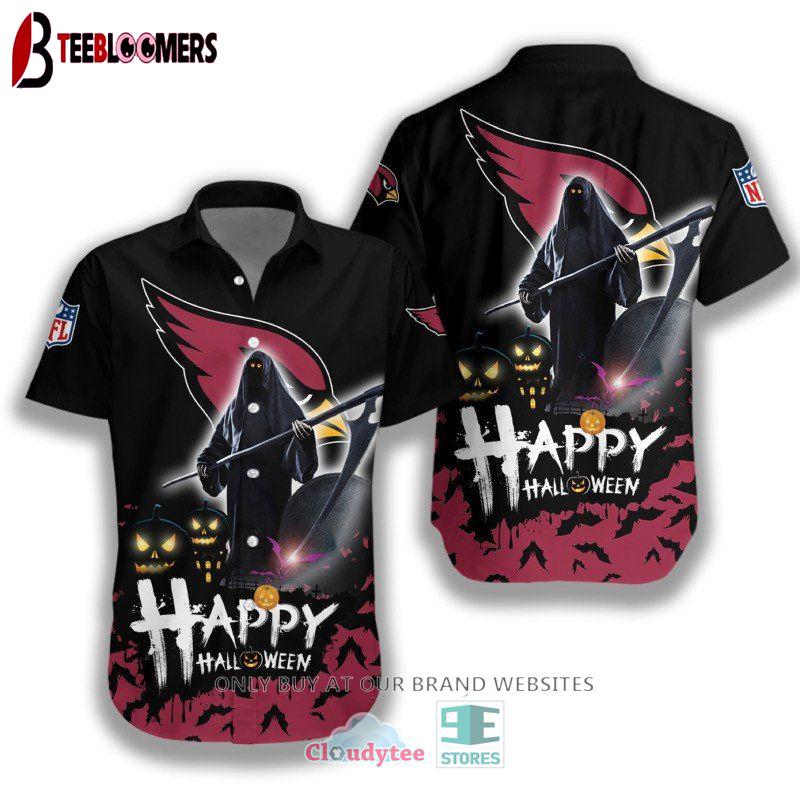 Arizona Cardinals Halloween Grim Reaper Tropical Hawaiian Shirt
