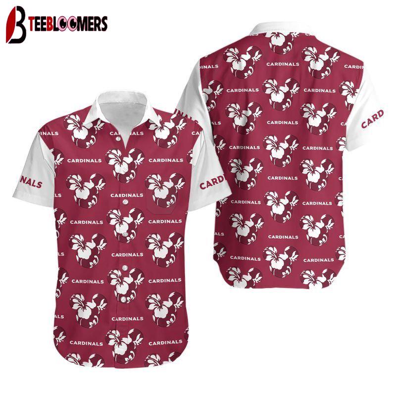 Arizona Cardinals Mickey and Flowers Hawaiian Shirt For Fans