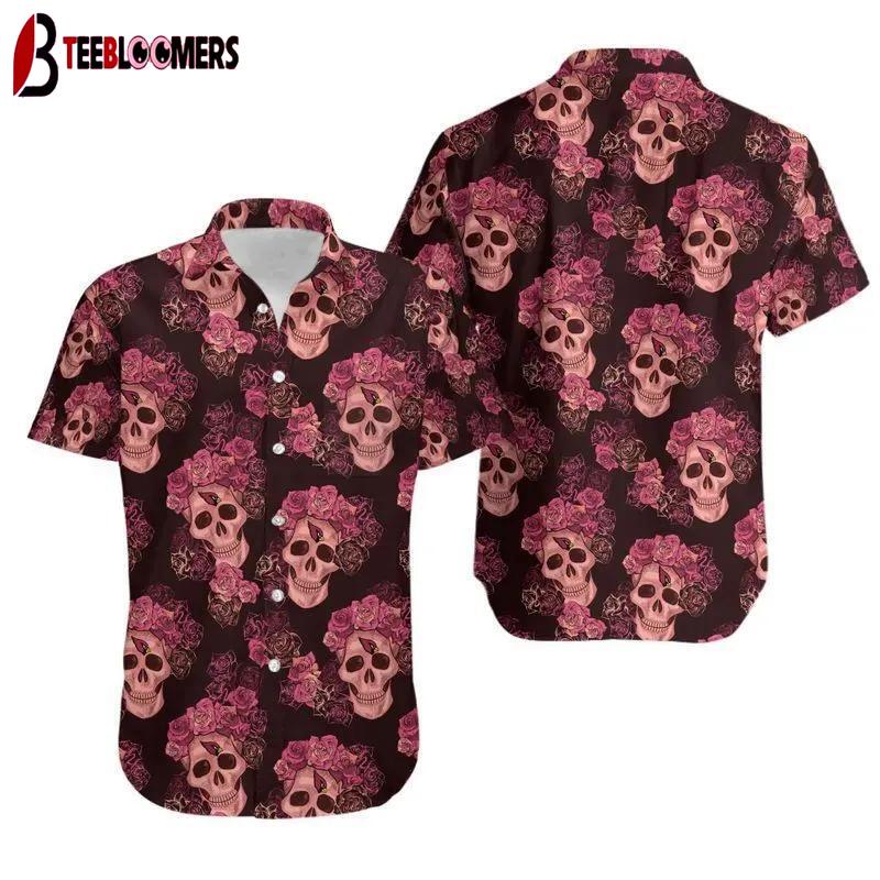 Arizona Cardinals Mystery Skull And Flower Hawaiian Shirt