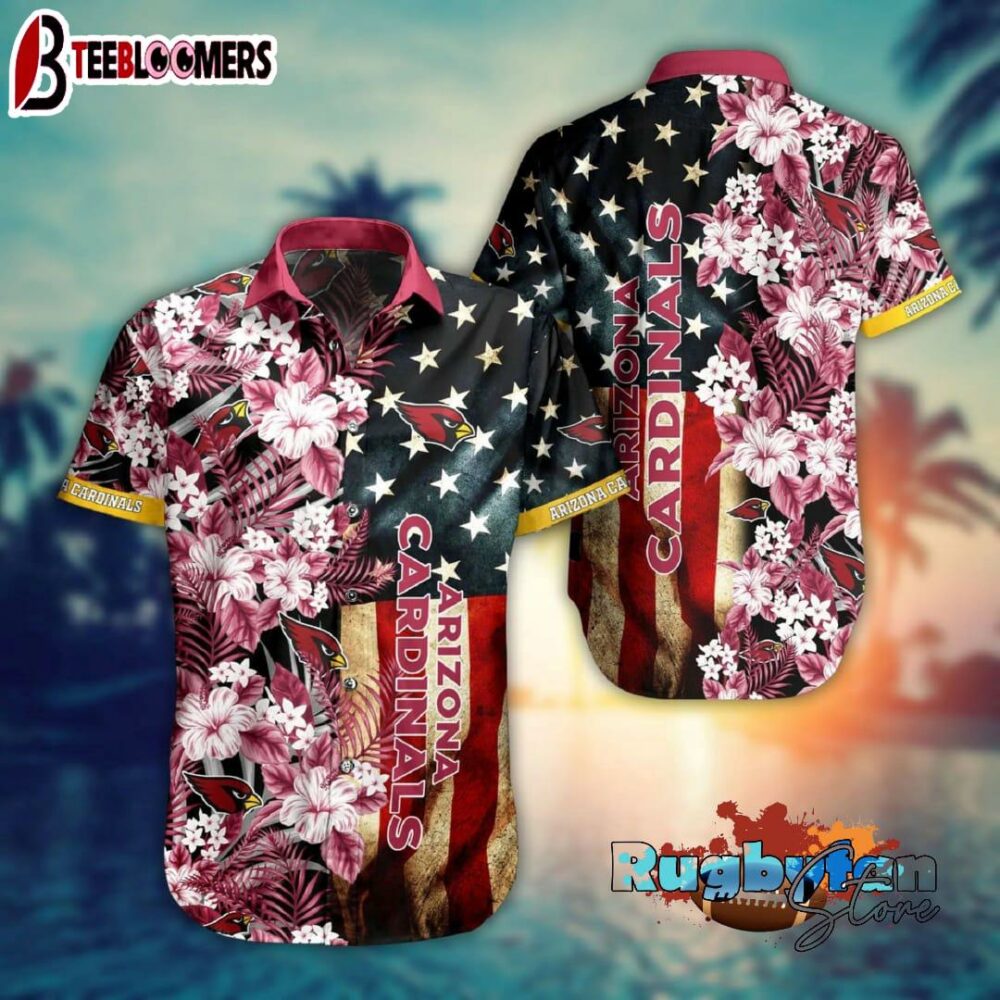 Arizona Cardinals NFL Aloha Flag Flower Hawaiian Shirt