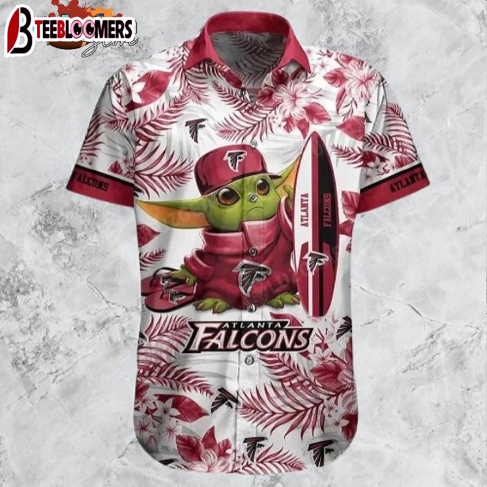 Atlanta Falcons NFL Baby Yoda Hawaiian Shirt Style Tropical Pattern Summer Trending Best Gift For Fan
