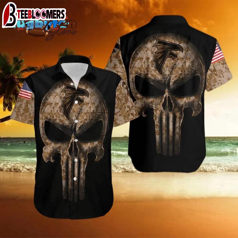 Atlanta Falcons NFL Camouflage Skull Pattern Hawaiian Shirt