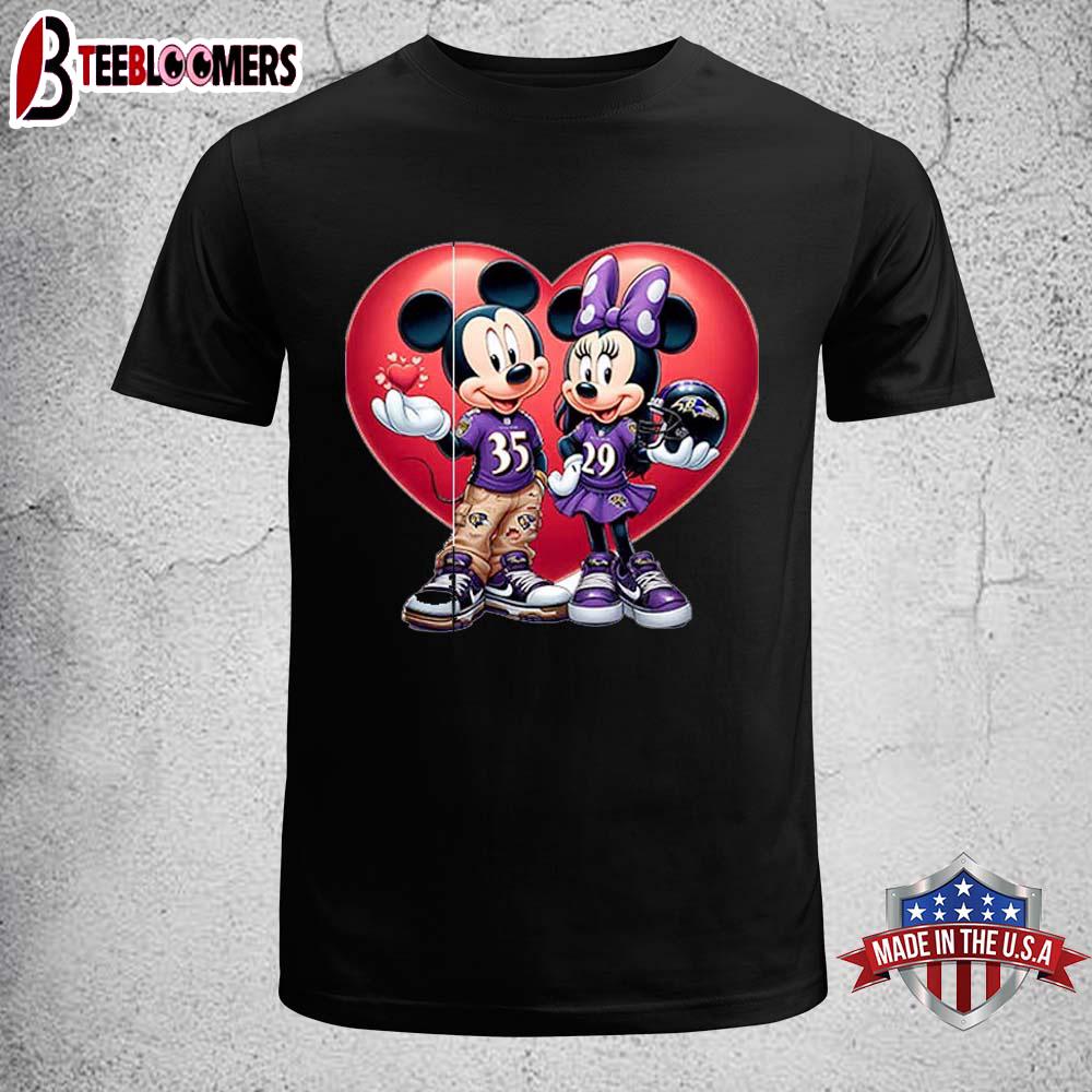 Baltimore Ravens Mickey And Minnie Mouse Unisex T-Shirt