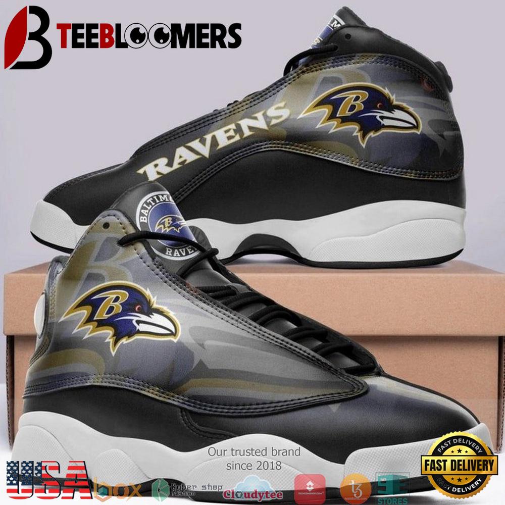 Baltimore Ravens NFL Big Logo Football Team Air Jordan 13 Sneaker Shoes - Gift For Fans