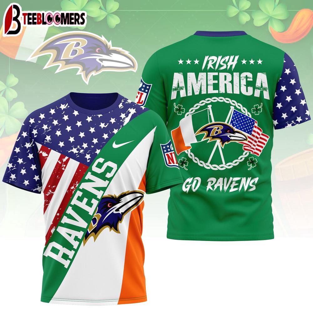 Baltimore Ravens NFL Irish America 3D T-Shirt For Fans