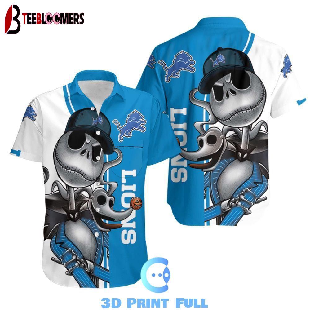 Beach Shirt Detroit Lions Jack Skellington And Zero Hawaiian Shirt Combo Beach