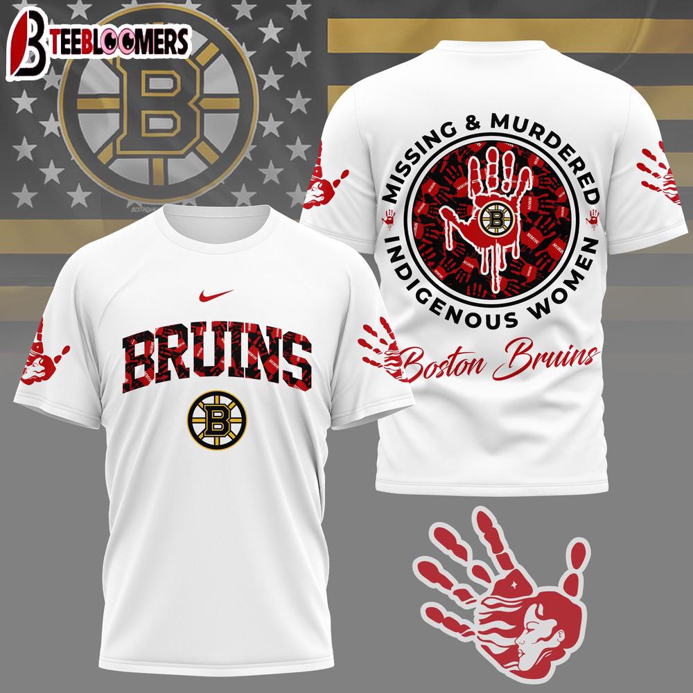Boston Bruins NHL MMIW Awareness 3D T-Shirt