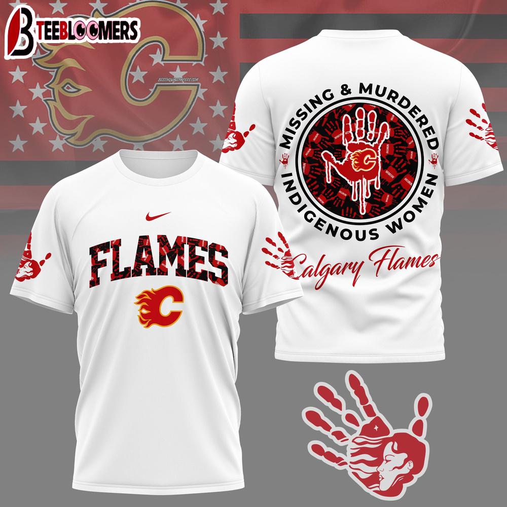 Calgary Flames NHL MMIW Awareness 3D T-Shirt