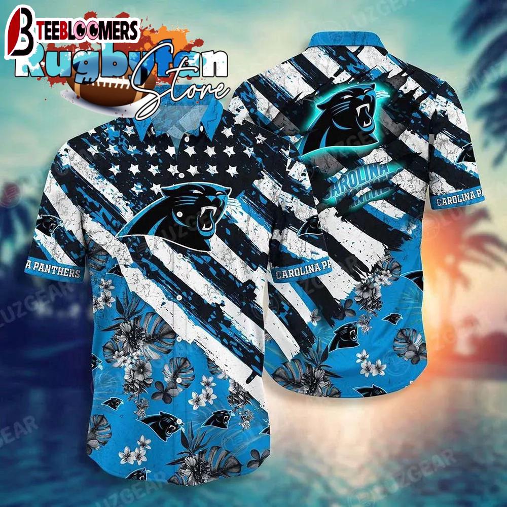 Carolina Panthers Nfl Hawaiian Sas Floral Print American Flag Beach Shirt Style Hot Trending Summer