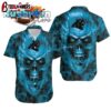 Carolina Panthers Steelers Nfl Fan Skull Hawaiian Shirt Print Short Sleeve Hawaiian Aloha Shirt