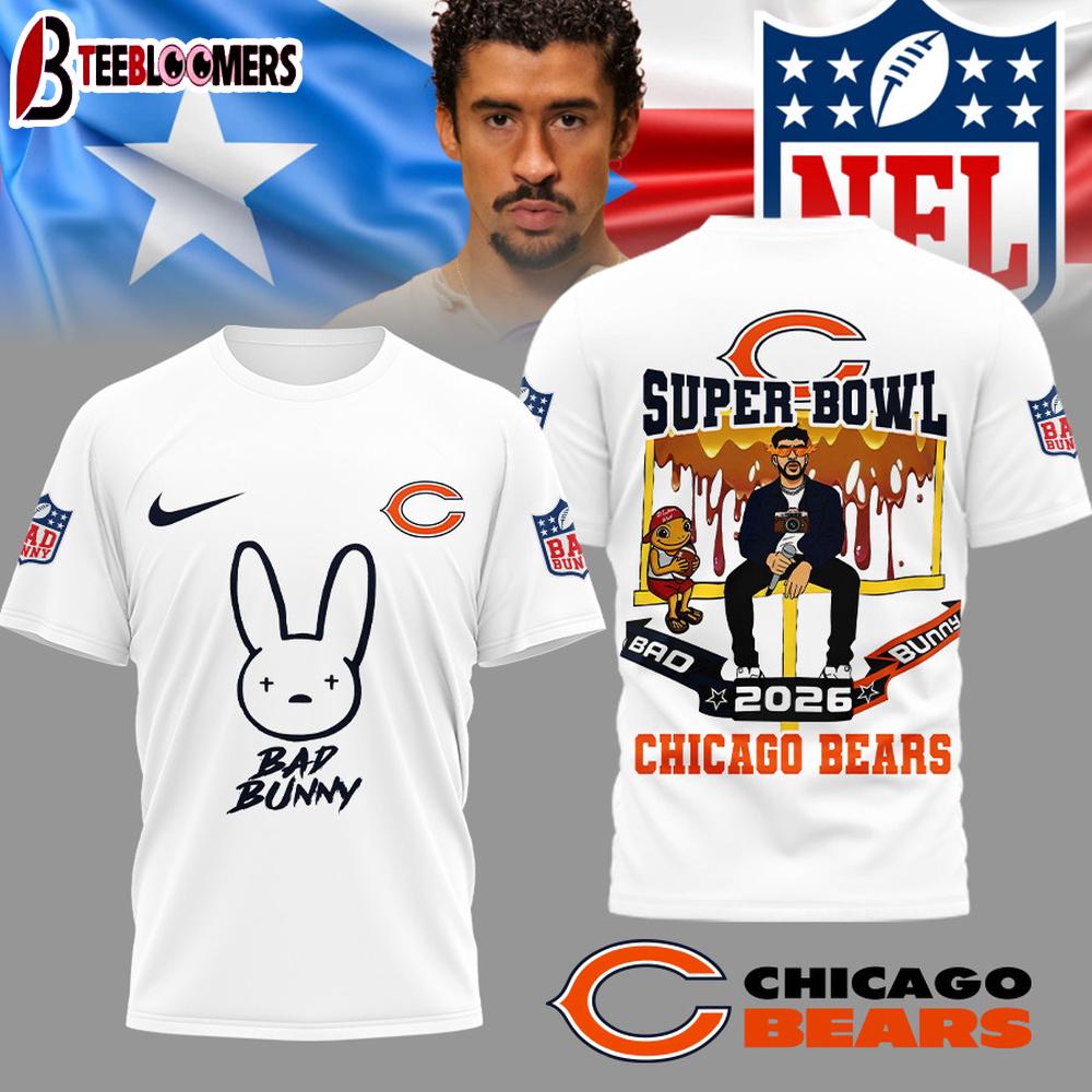 Chicago Bears NFL Bad Bunny Super Bowl 3D Shirt