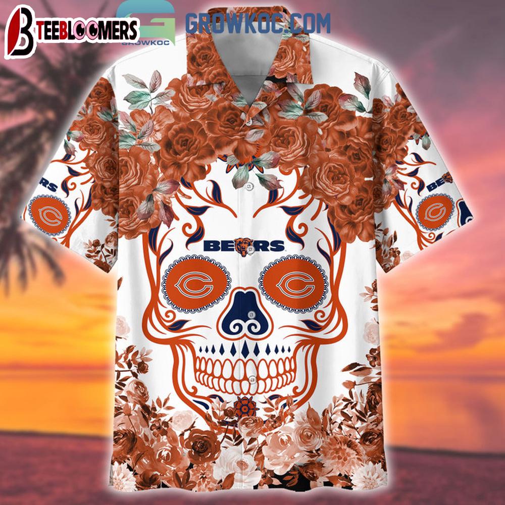 Chicago Bears Skull Flower Hawaiian Shirt