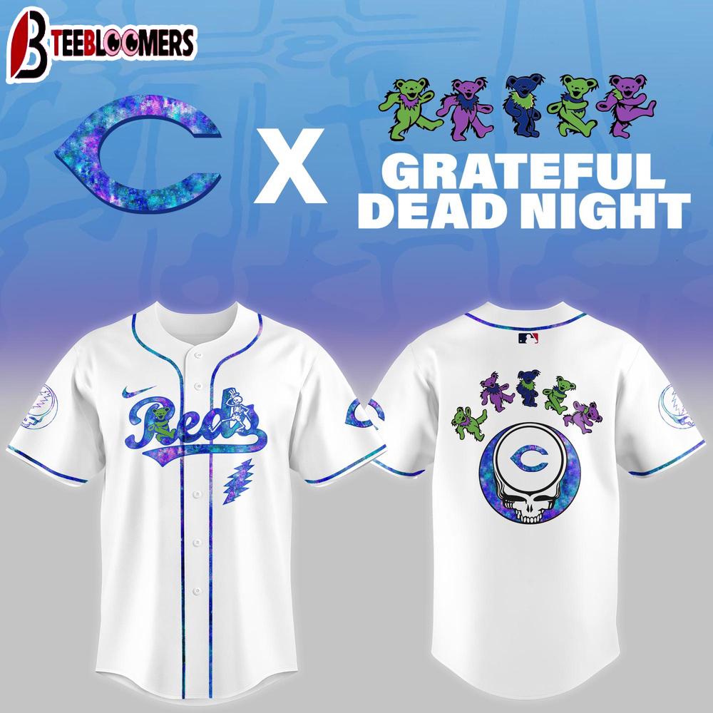 Cincinnati Reds MLB x Grateful Dead Theme Night Baseball Jersey Shirt