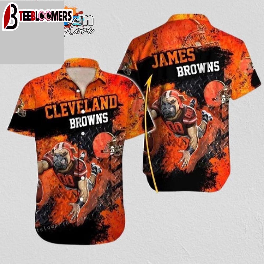 Cleveland Browns Hawaiian Shirt NFL Football Print Button Up Hawaiian Shirt For Mens Womens