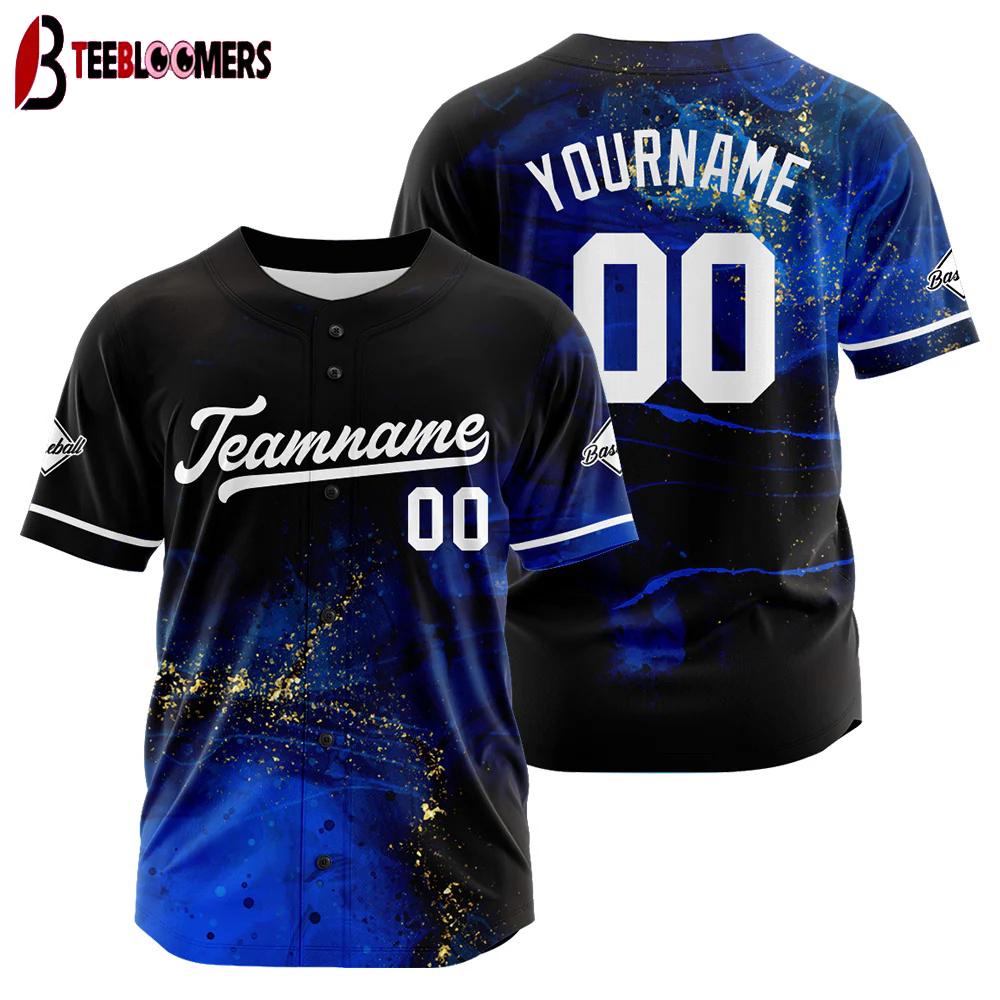 Custom Name And Number black-blue Baseball Jersey Shirts