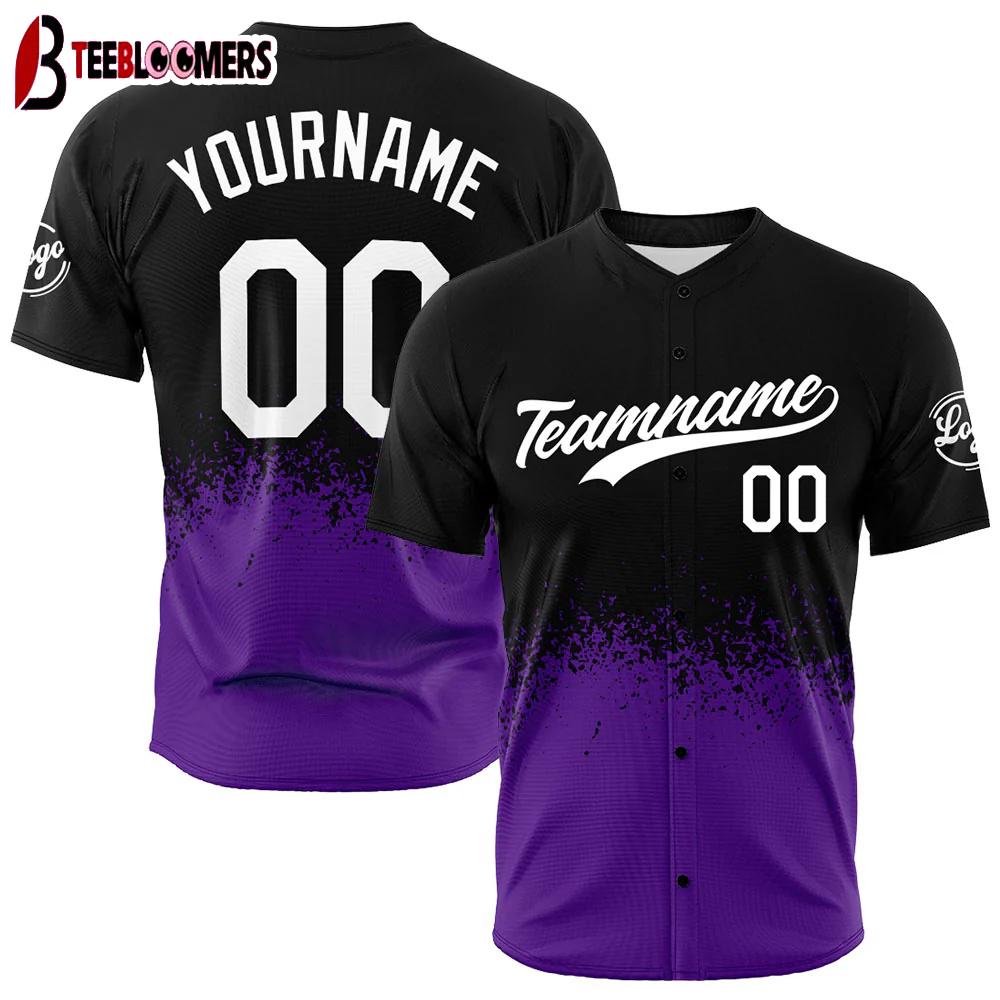 Custom Name And Number black-purple Baseball Jersey Shirts