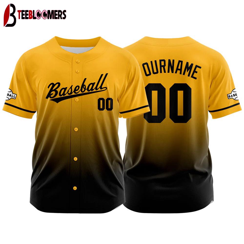 Custom Name And Number black-yellow Baseball Jersey Shirts