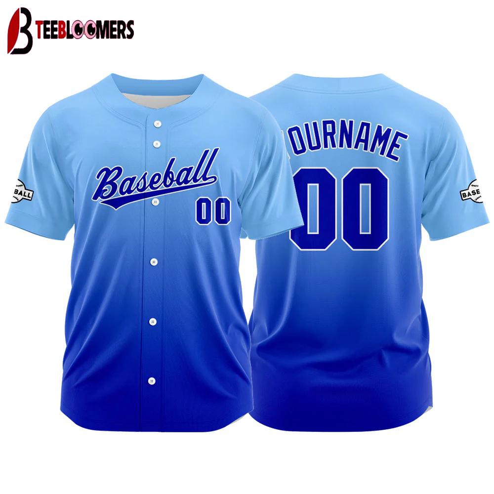 Custom Name And Number blue gradient Baseball Jersey Shirts