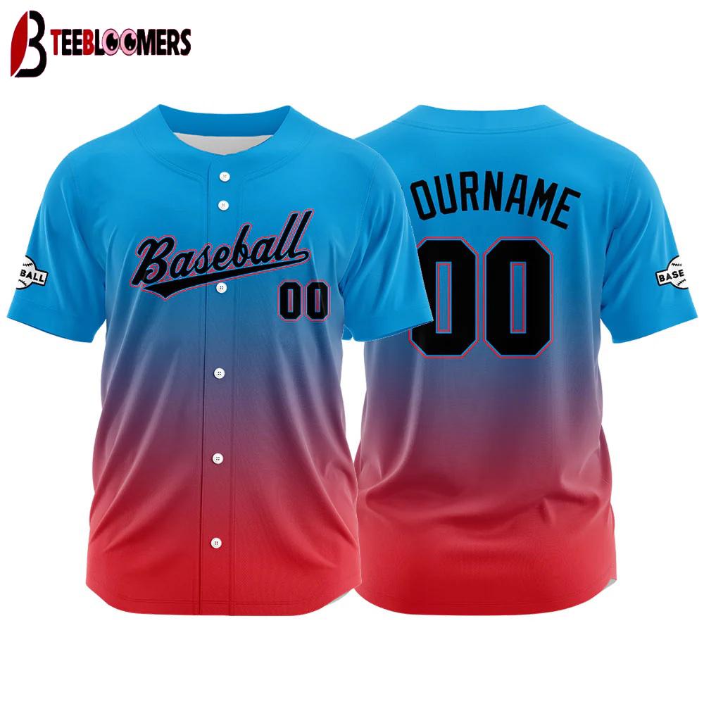 Custom Name And Number Blue Pink Baseball Jersey Shirts