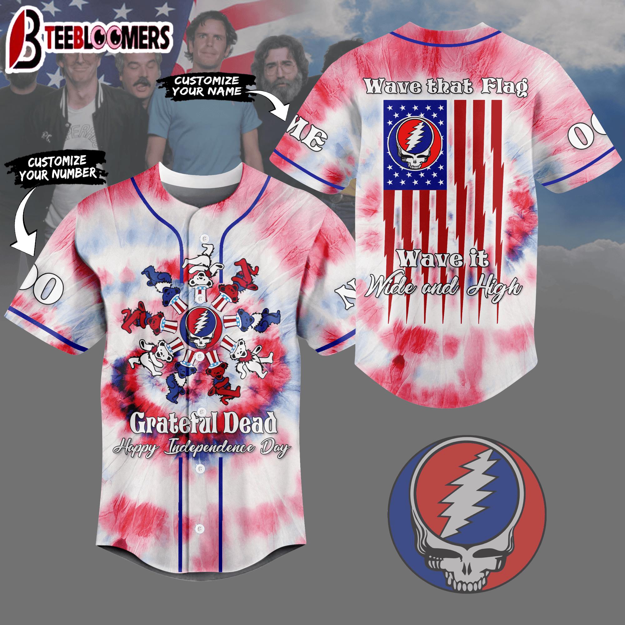 Custom Name And Number Grateful Dead Baseball Jersey Shirt For Fans Custom Name And Number Grateful Dead Baseball Jersey Shirt For Fans