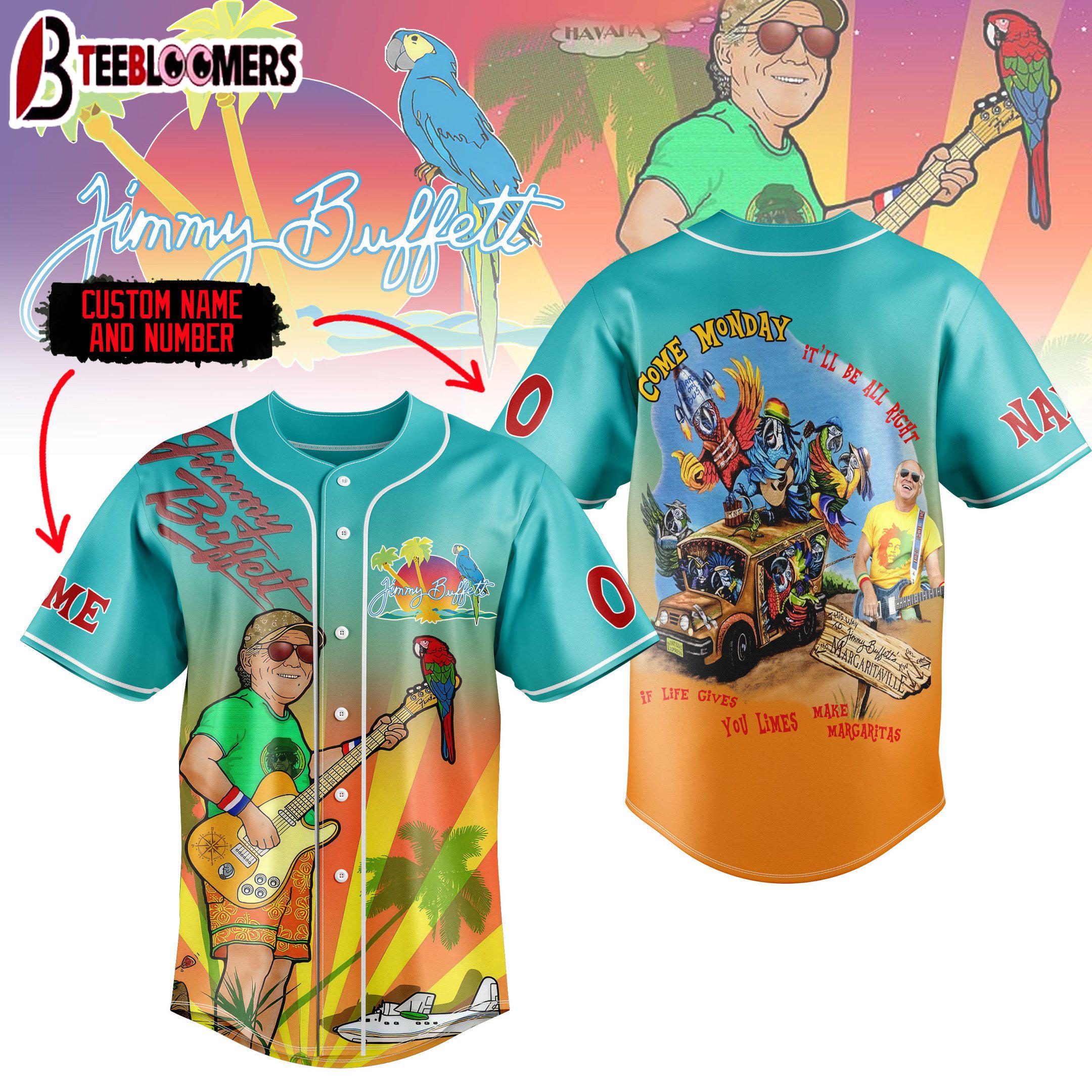 Custom Name And Number Jimmy Buffett Music Baseball Jersey Shirt For Fans Custom Name And Number Jimmy Buffett Music Baseball Jersey Shirt For Fans
