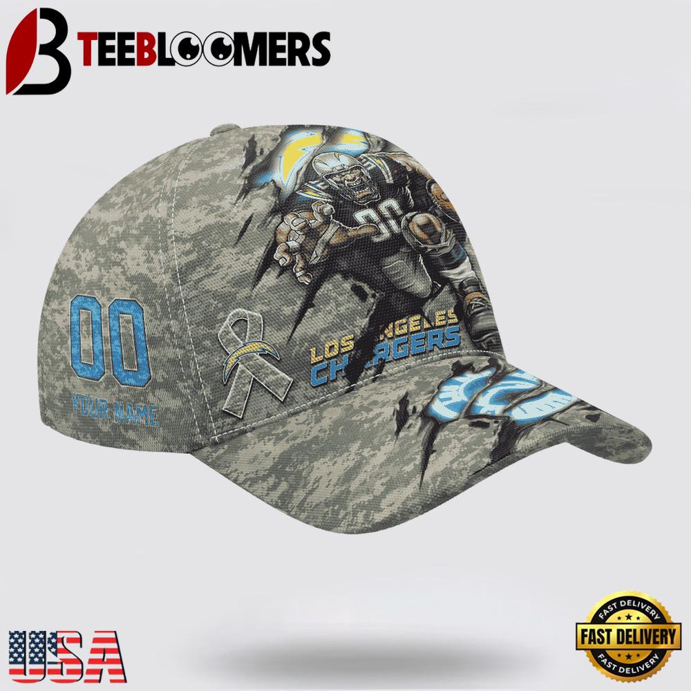 Custom Name And Number NFL Chargers Camo Mascot Classic Baseball Cap For Men Women 2025 Custom Name And Number NFL Chargers Camo Mascot Classic Baseball Cap For Men Women 2025