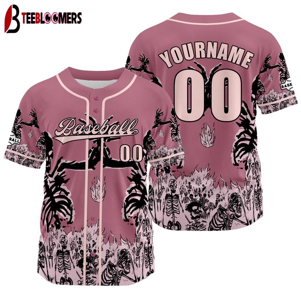 Custom Name And Number Pink Baseball Jersey Shirts