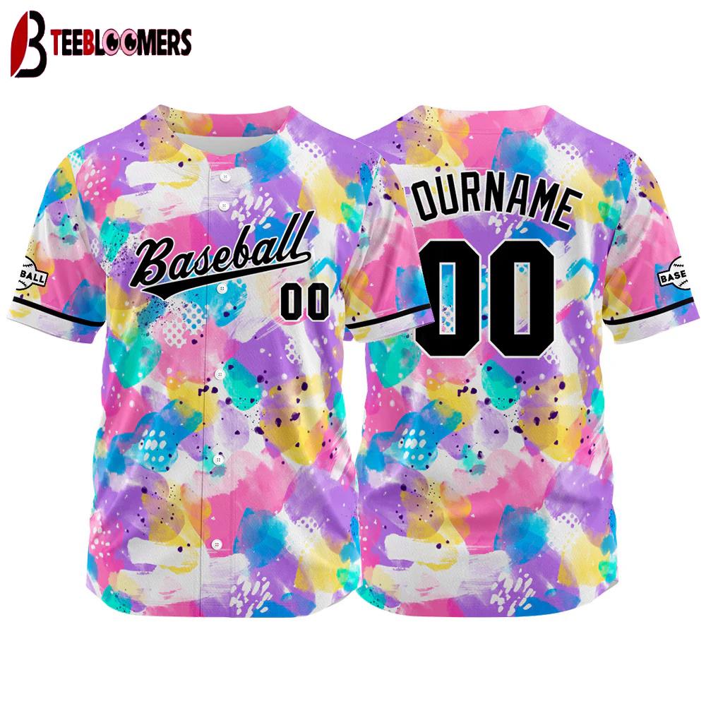 Custom Name And Number pink-purple Baseball Jersey Shirts