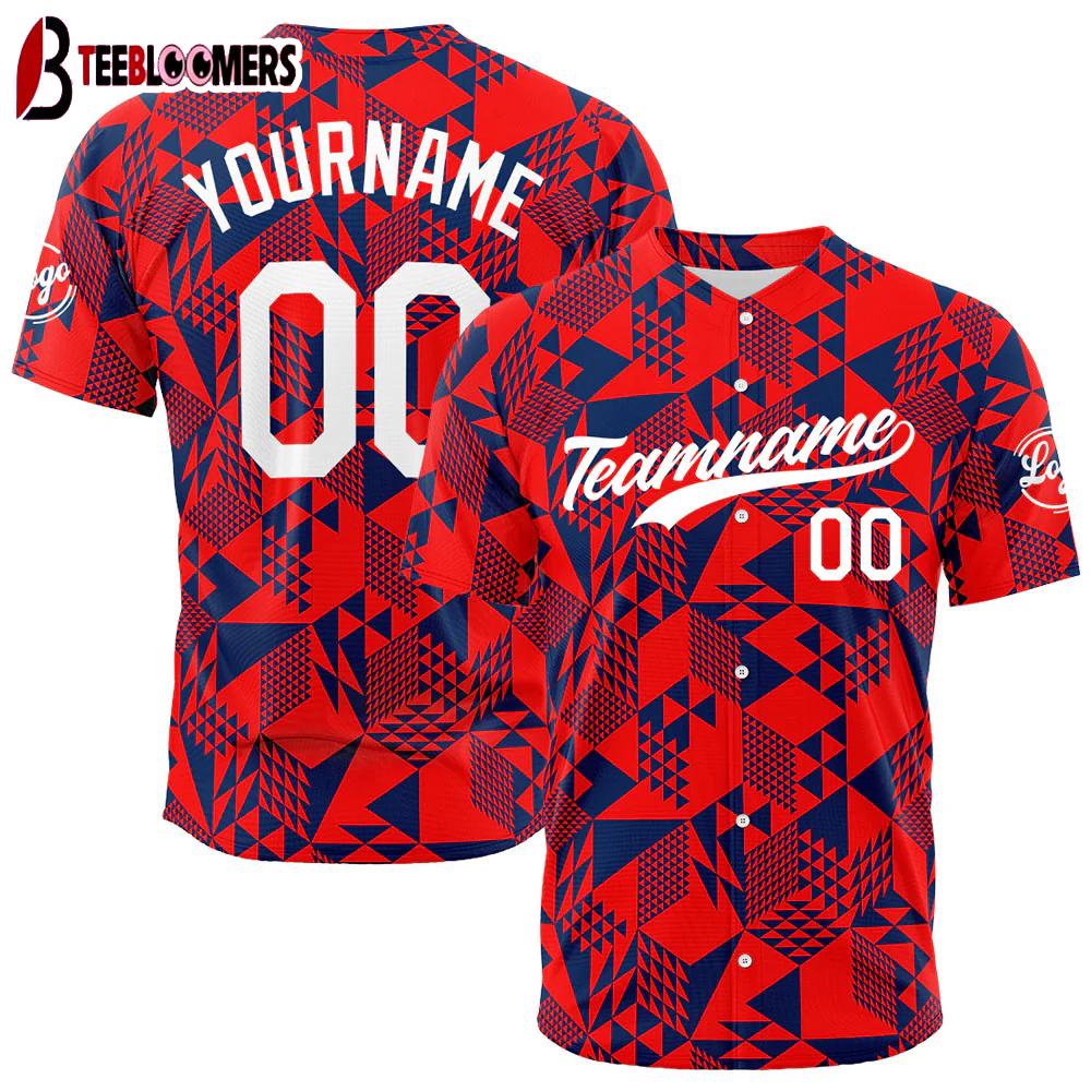 Custom Name And Number Red Pattern Baseball Jersey Shirts