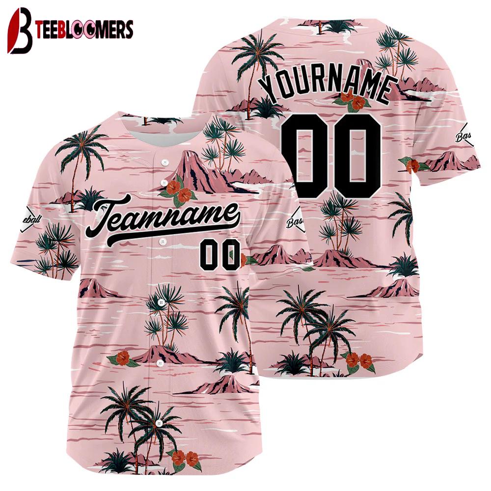 Custom Name And Number Tree Pattern Baseball Jersey Shirts