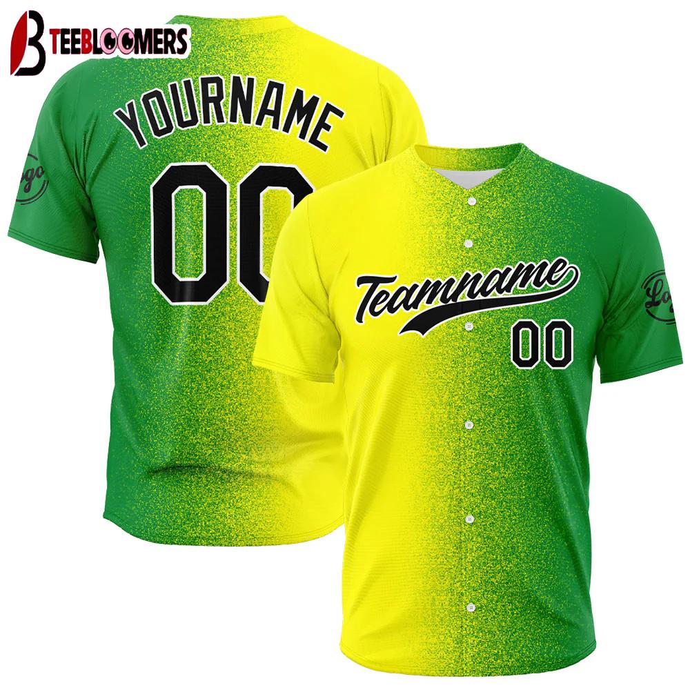 Custom Name And Number Yellow-Green Baseball Jersey Shirts