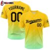 Custom Name And Number yellow-green Pattern Baseball Jersey Shirts