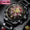 Custom Name Atlanta Falcons NFL 3D Men Black Stainless Steel Watch Gift For Fans