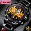 Custom Name Baltimore Ravens NFL 3D Men Black Stainless Steel Watch Gift For Fans