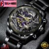 Custom Name Baltimore Ravens NFL Men Black Stainless Steel Watch Gift For Fans