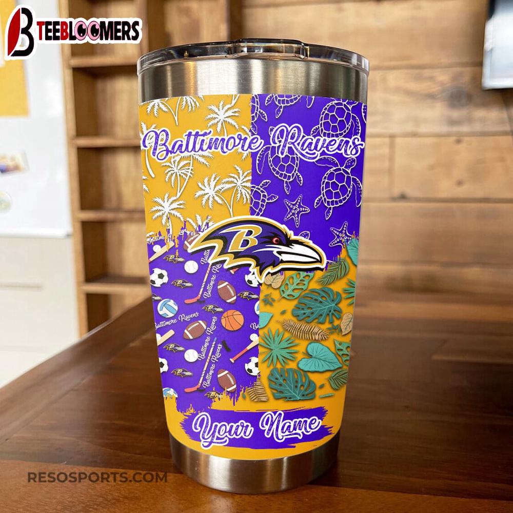 Custom Name Baltimore Ravens NFL Tumbler Gift For Fans