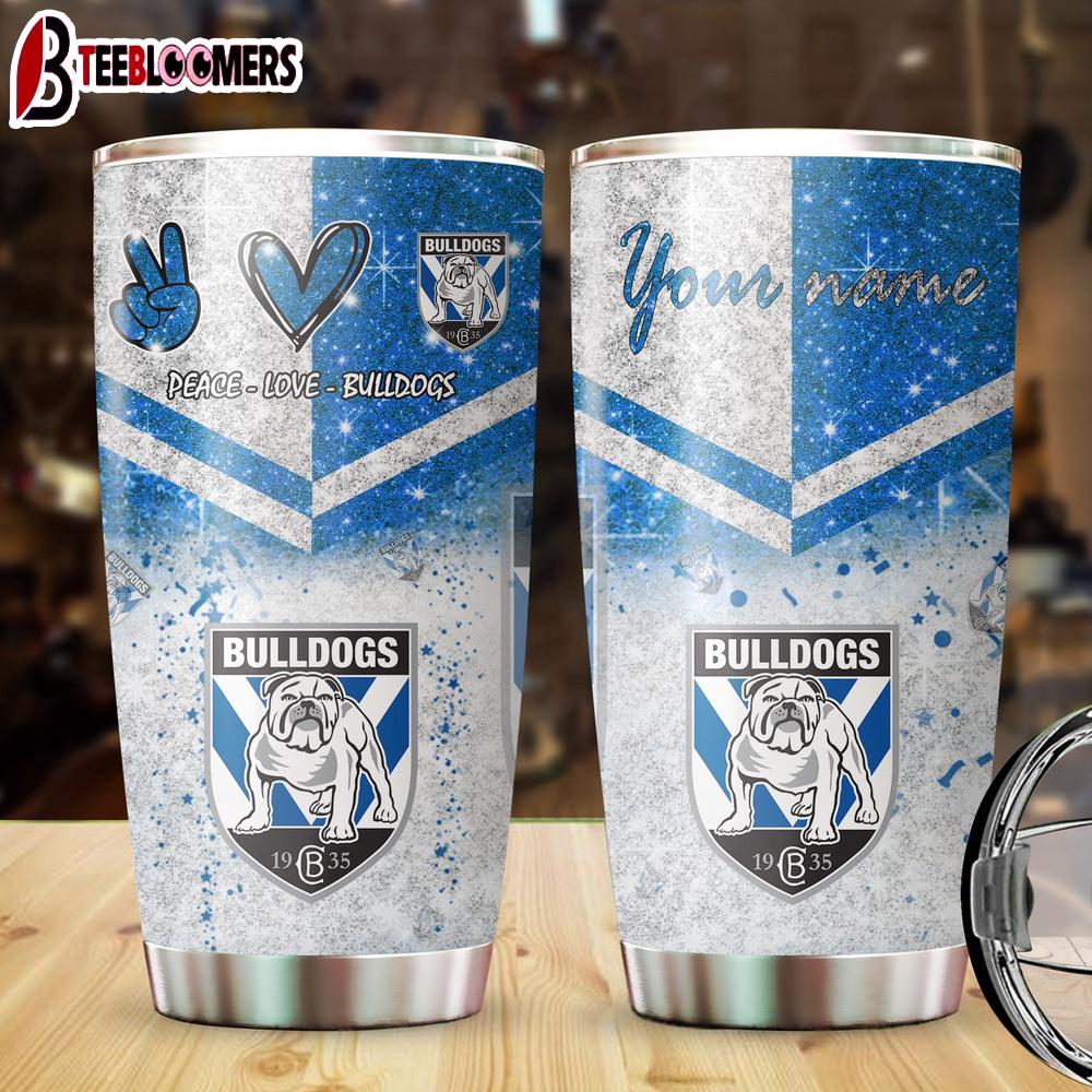 Custom Name Canterbury-Bankstown Bulldogs NRL Peace Love Sparke Tumbler Gift For Fans