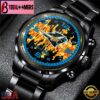 Custom Name Carolina Panthers NFL 3D Men Black Stainless Steel Watch Gift For Fans