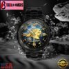 Custom Name Carolina Panthers NFL 3D Men Black Stainless Steel Watch Gift For Fans
