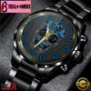 Custom Name Carolina Panthers NFL Men Black Stainless Steel Watch Gift For Fans