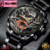 Custom Name Chicago Bears NFL Men Black Stainless Steel Watch Gift For Fans