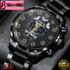 Custom Name Dallas Cowboys NFL Men Black Stainless Steel Watch Gift For Fans