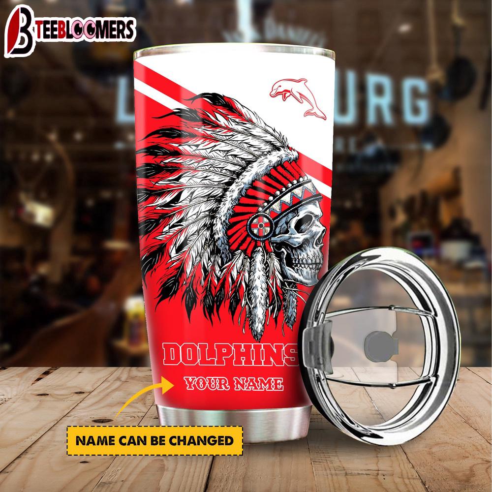 Custom Name Dolphins NRL Native Australian Tumbler Gift For Fans