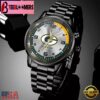Custom Name Green Bay Packers NFL Black Stainless Steel Watch Gifts For Fans