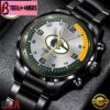 Custom Name Green Bay Packers NFL Black Stainless Steel Watch Gifts For Fans