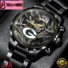 Custom Name Green Bay Packers NFL Men Black Stainless Steel Watch Gift For Fans