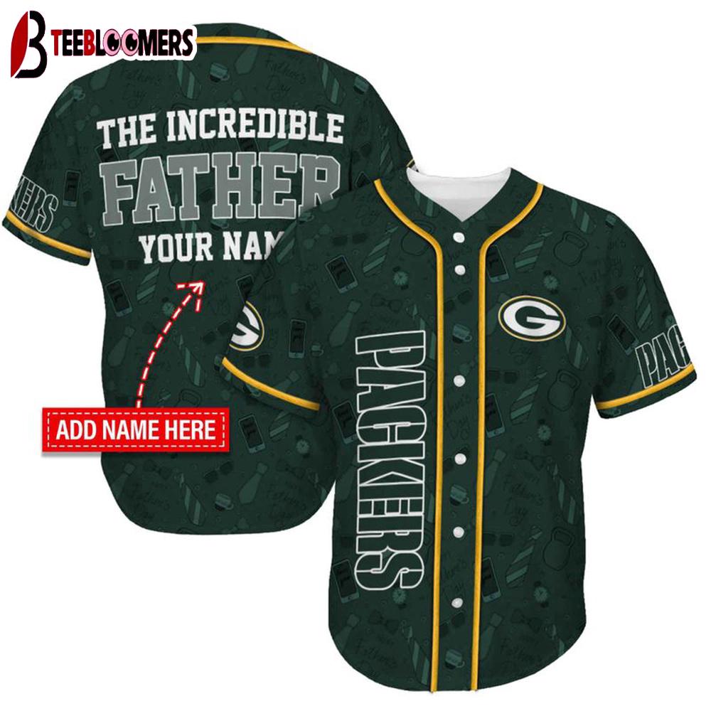 Custom Name Green Bay Packers The Increadible Father's Day Baseball Jersey Custom Name Green Bay Packers The Increadible Father's Day Baseball Jersey