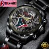 Custom Name Houston Texans NFL Men Black Stainless Steel Watch Gift For Fans