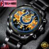 Custom Name Indianapolis Colts NFL 3D Men Black Stainless Steel Watch Gift For Fans